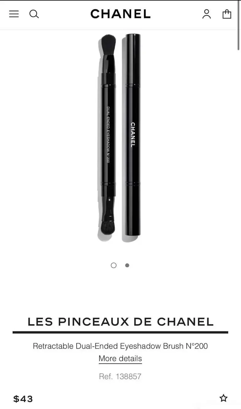 CHANEL LES PINCEAUX N°200 Dual-Ended Retractable Eyeshadow Brush - New